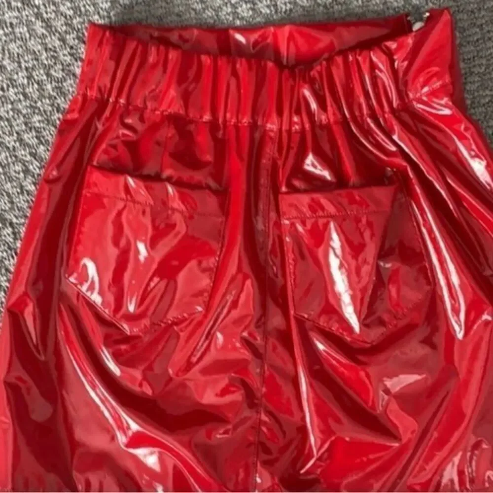 LF Red patent mini skirt